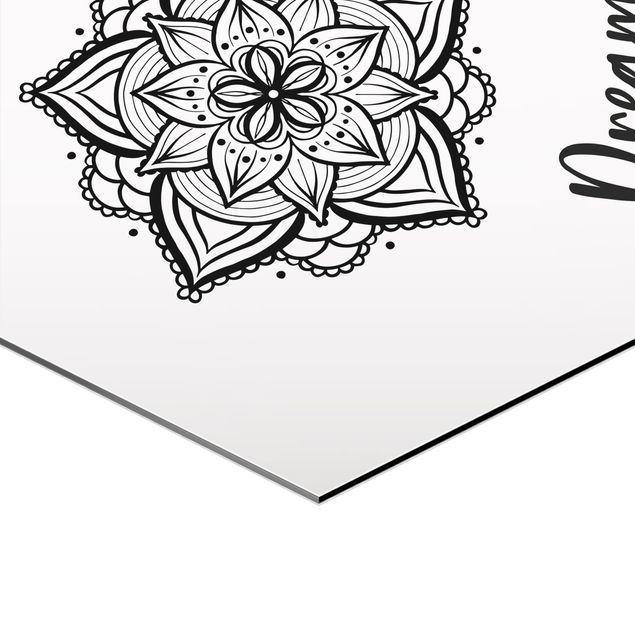 Hexagonal prints Mandala Namaste Lotus Set Black White