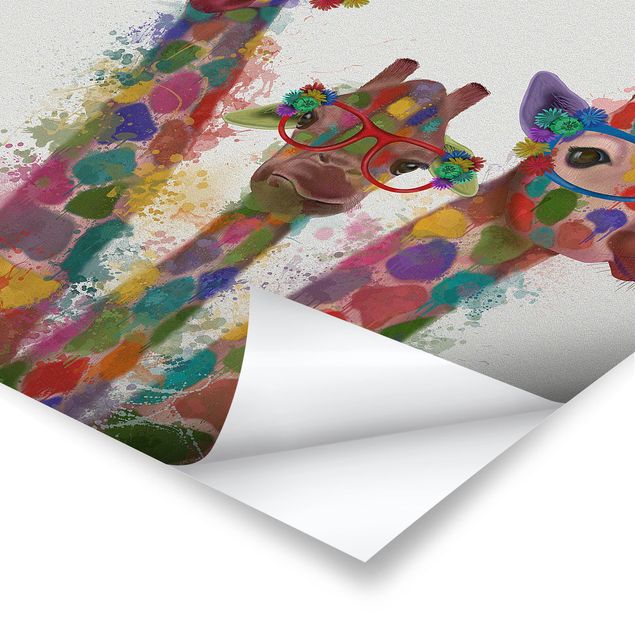 Prints multicoloured Rainbow Splash Giraffe Trio