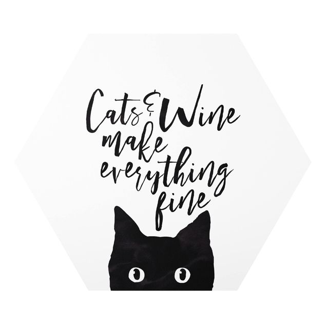 Contemporary art prints Cats And Wine make Everything Fine