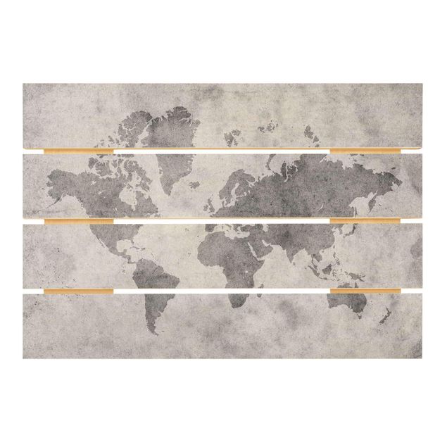 Prints on wood Vintage World Map II