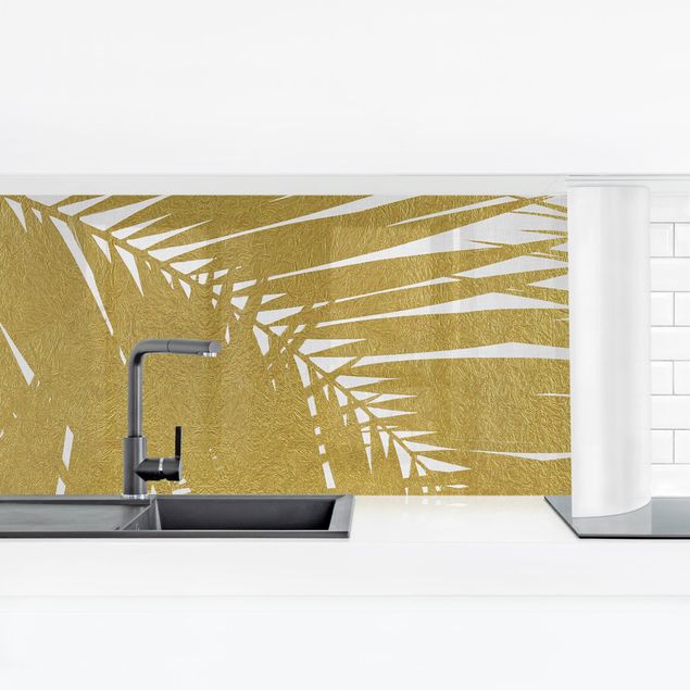 Kitchen View Through Golden Palm Leaves