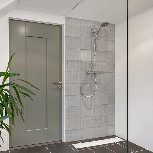 Shower wall cladding - Concrete Brick Look Gray