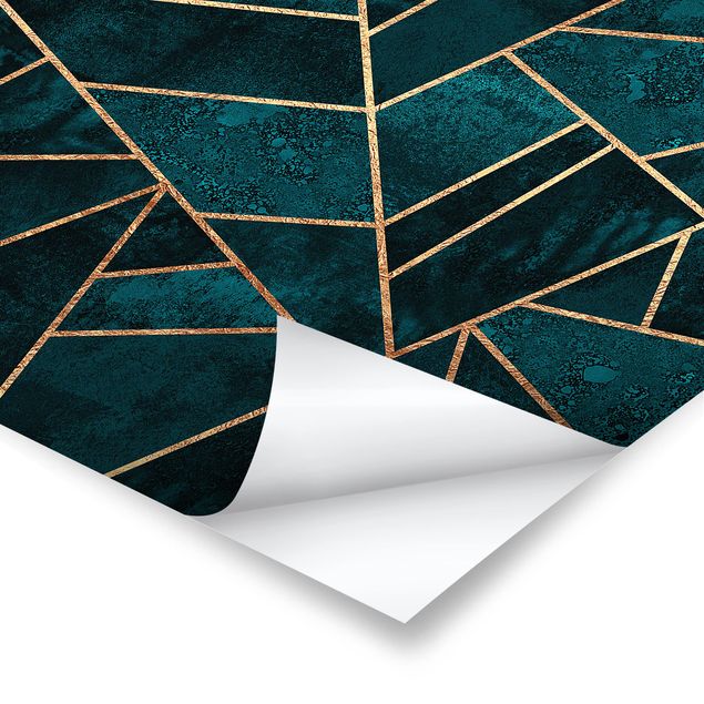 Prints Dark Turquoise With Gold