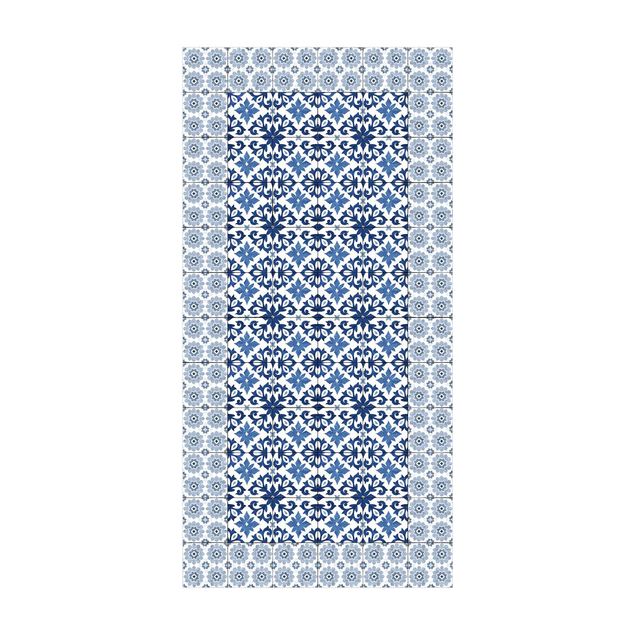 tile effect rug Moroccan Tiles Floral Blueprint With Tile Frame