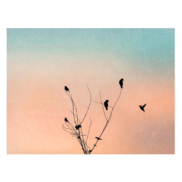 Landscape canvas prints Birds In Front Of Rose Sun II