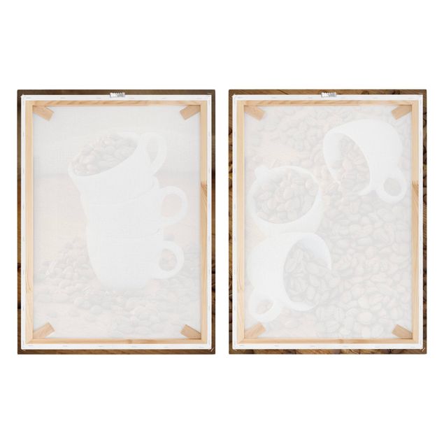 Canvas wall art 3 espresso cups with coffee beans