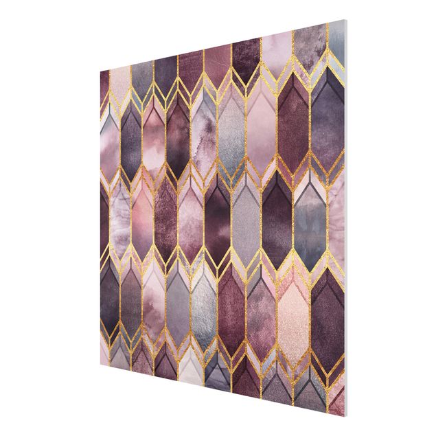Abstract art prints Stained Glass Geometric Rose Gold