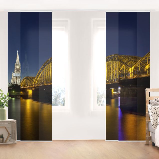 Sliding panel curtains architecture and skylines Cologne At Night