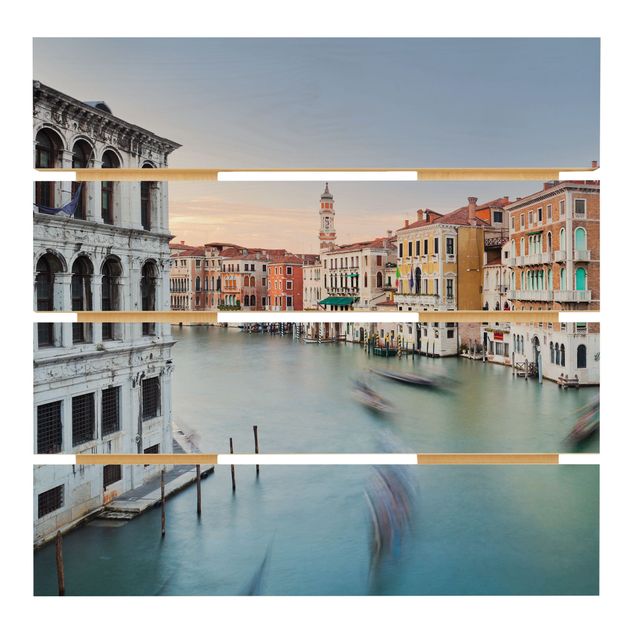 Prints on wood Grand Canal View From The Rialto Bridge Venice
