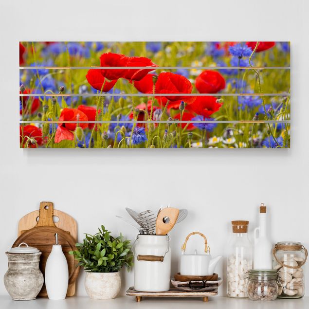 Kitchen Summer Meadow With Poppies And Cornflowers