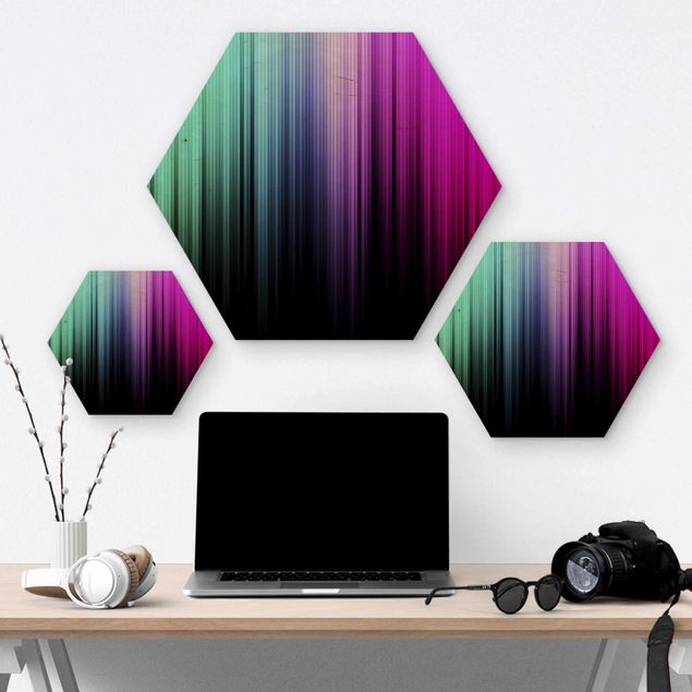 Wooden hexagon - Rainbow Display