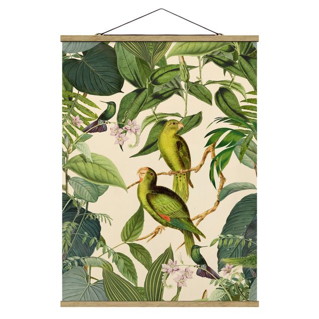 Vintage wall art Vintage Collage - Parrots In The Jungle