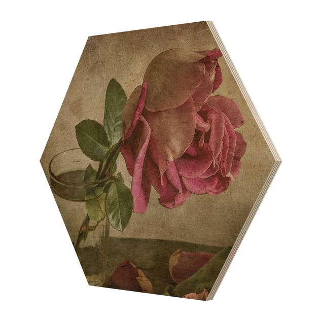 Wooden hexagon - Tear Of A Rose