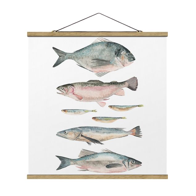 Prints modern Seven Fish In Watercolour II