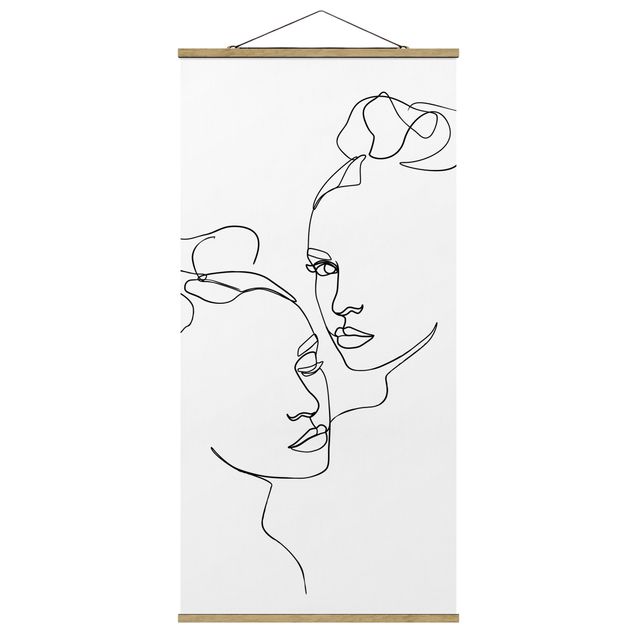 Prints abstract Line Art Faces Women Black And White