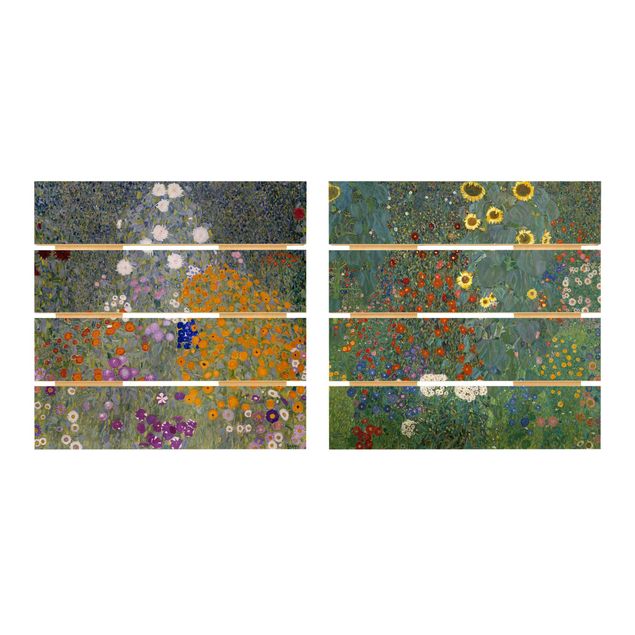 Wood prints flower Gustav Klimt - The Green Garden