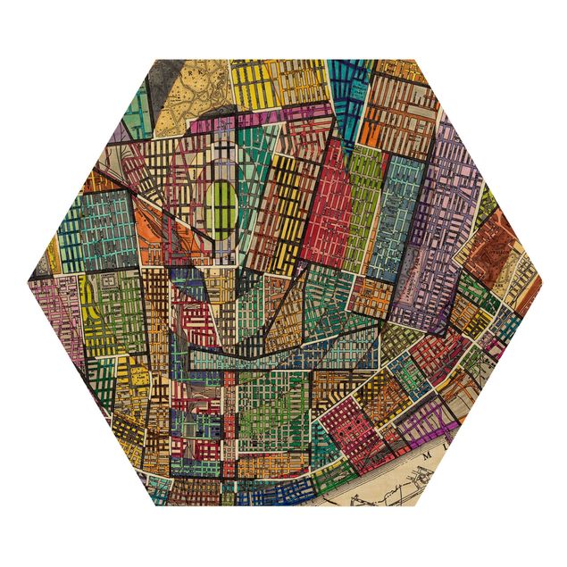 Wooden hexagon - Modern Map Of St. Louis