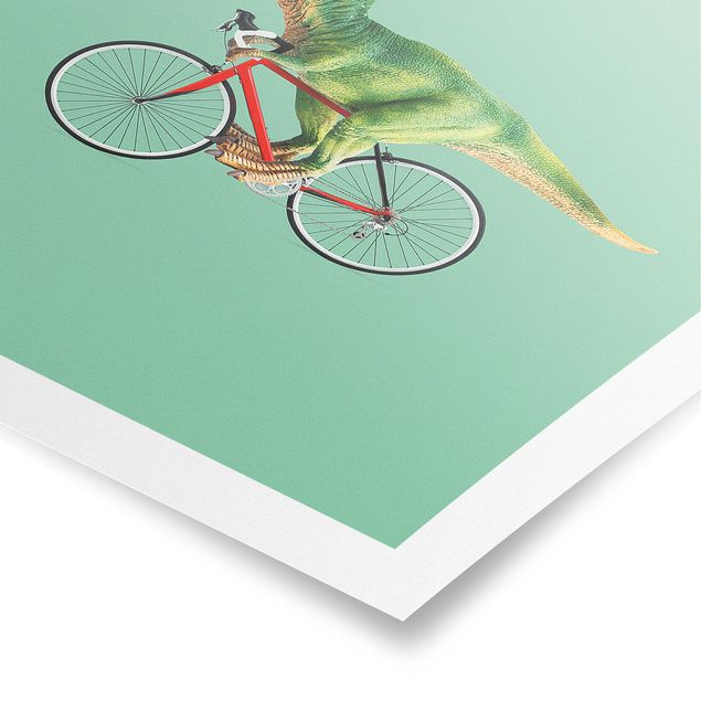 Prints animals Dinosaur With Bicycle
