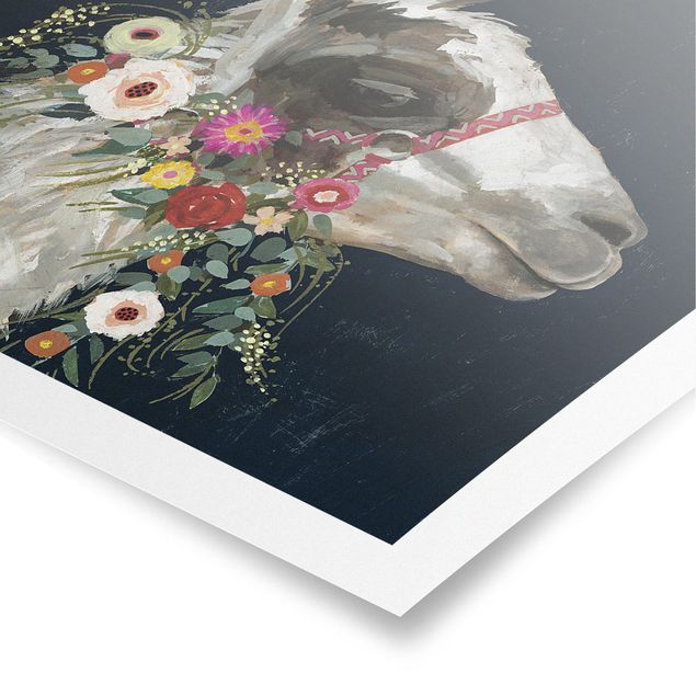 Contemporary art prints Lama With Floral Decoration I