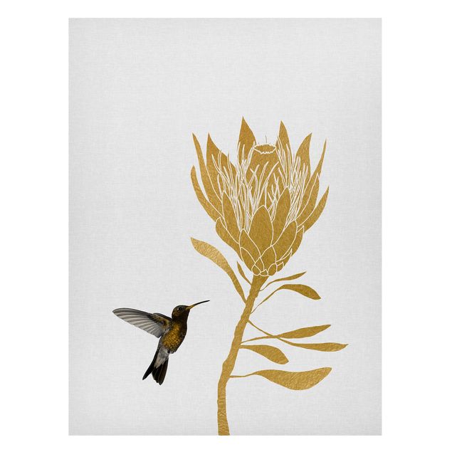 Magnet boards flower Hummingbird And Tropical Golden Blossom