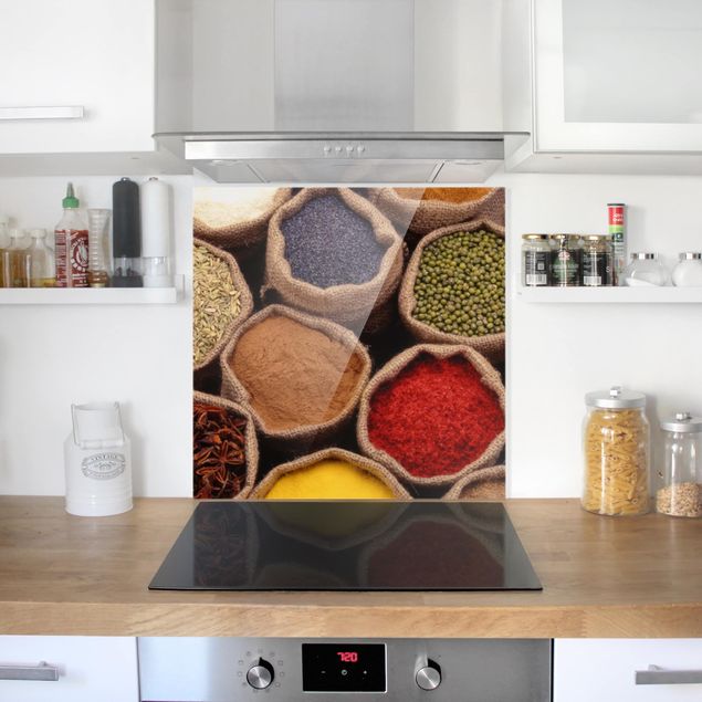 Glass splashback spices and herbs Colourful Spices