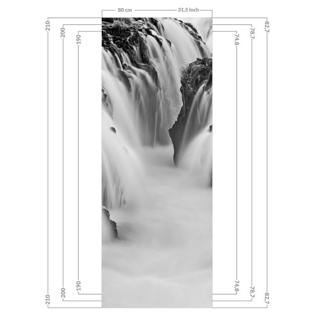 Shower wall cladding - Brúarfoss Waterfall In Iceland Black And White