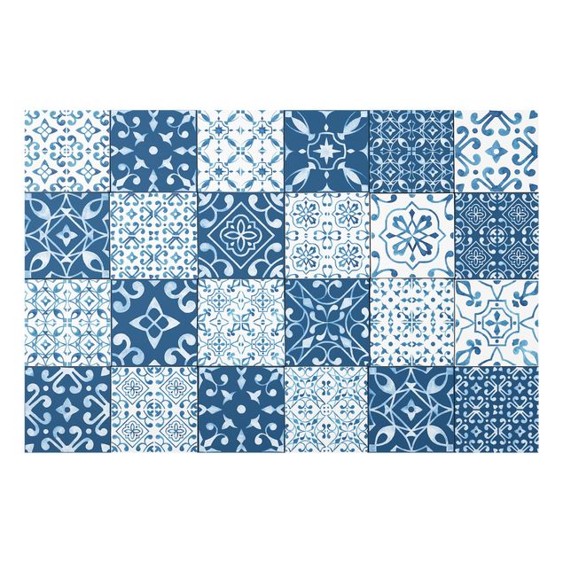Glass splashbacks Tile Pattern Mix Blue White