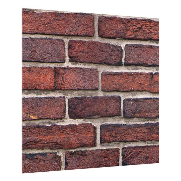 Glass splashback stone Brick Wall Red