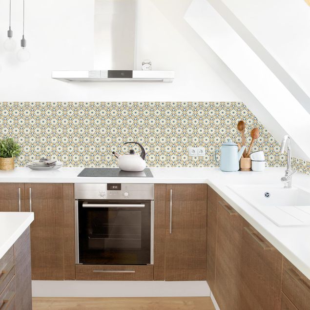 Kitchen splashback tiles Oriental Patterns With Yellow Stars