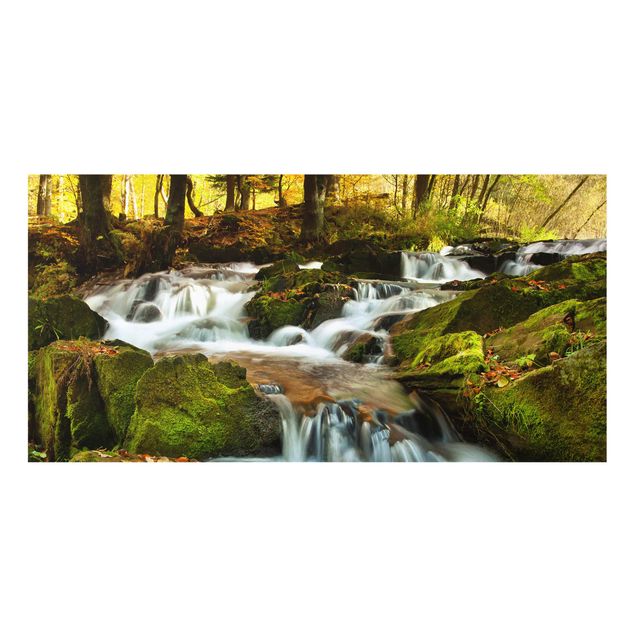 Glass Splashback - Waterfall Autumnal Forest - Landscape 1:2