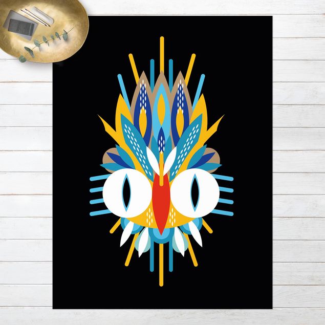 outdoor mat Collage Ethno Mask - Bird Feathers