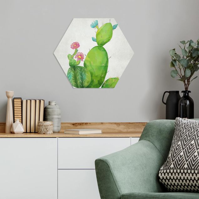 Family canvas art Cactus Family In Pink And Turquoise