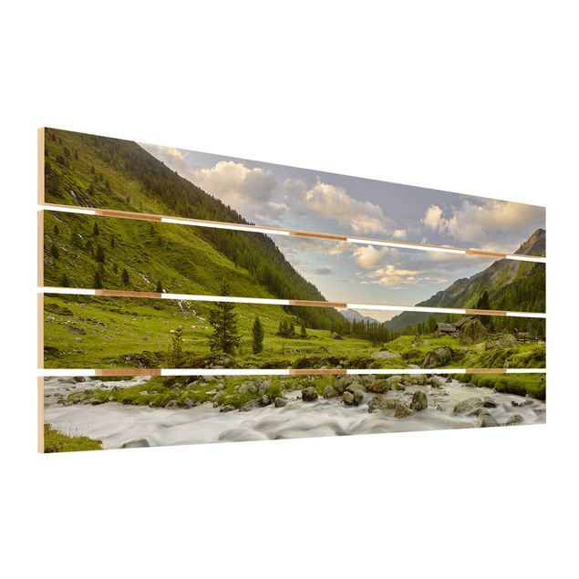 Wood photo prints Alpine meadow Tirol