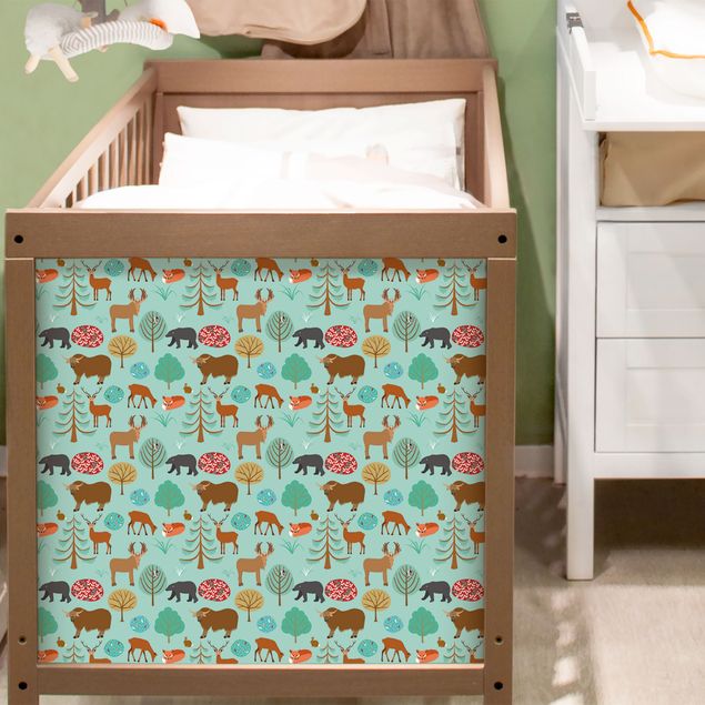 Adhesive films frosted Modern Children Pattern With Forest Animals