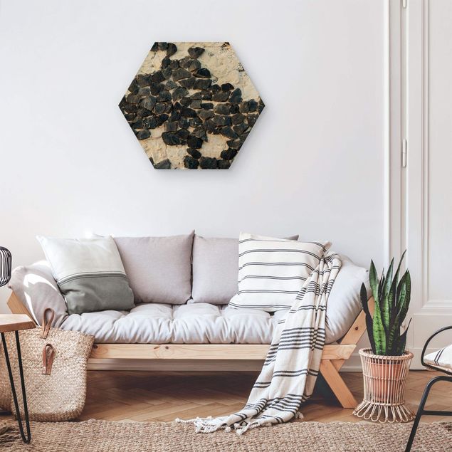 Canvas art Wall With Black Stones