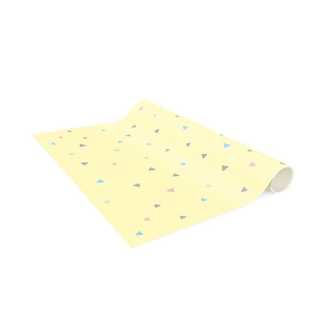 Runner rugs Colourful Drawn Pastel Triangles On Yellow