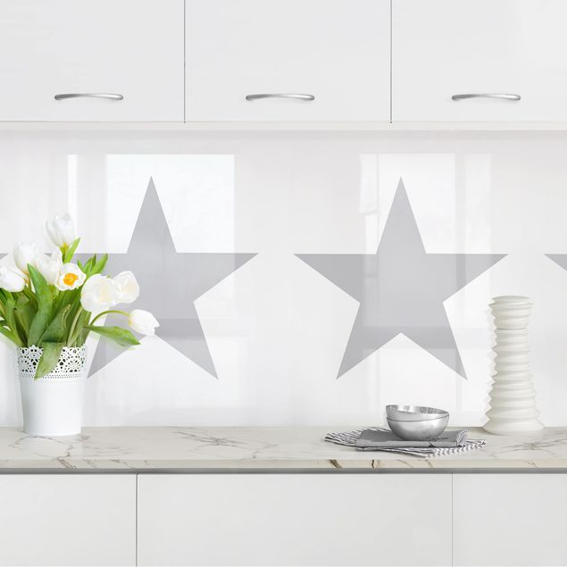 Kitchen Large Grey Stars On White