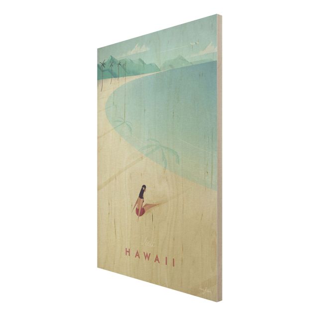 Wood prints beach Travel Poster - Hawaii