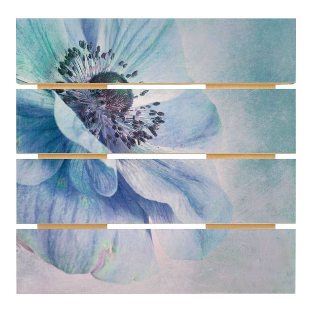 Wood photo prints Flower In Turquoise