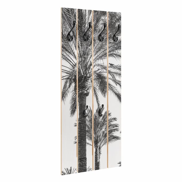 Wall coat rack Palm Trees At Sunset Black And White