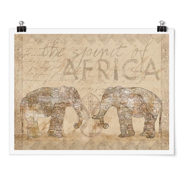 Map prints Vintage Collage - Spirit Of Africa
