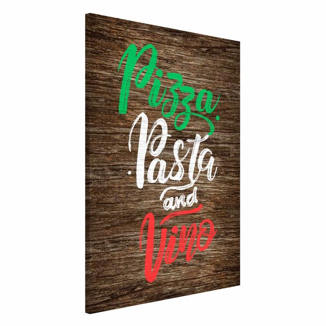 Kitchen Pizza Pasta and Vino On Wooden Board