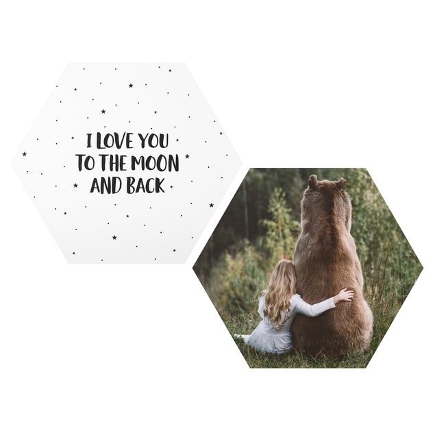 Quote wall art Girl With Brown Bear - I Love You