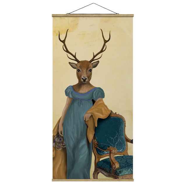 Prints baroque Animal Portrait - Deer Lady