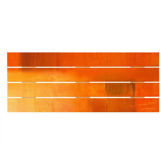 Prints on wood Composition In Orange And Brown 03
