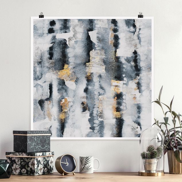 Art posters Abstract Watercolour With Gold