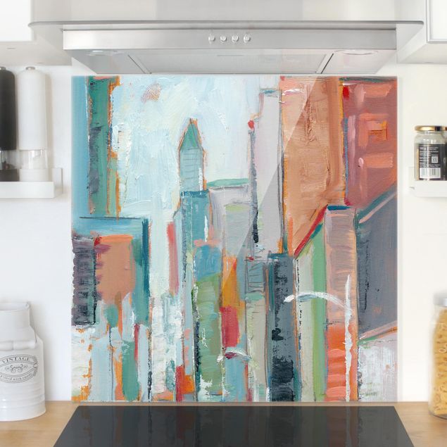 Glass splashback kitchen architecture and skylines Contemporary Downtown I