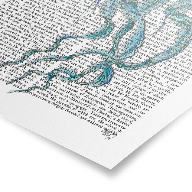 Navy wall art Animal Reading - Jellyfish