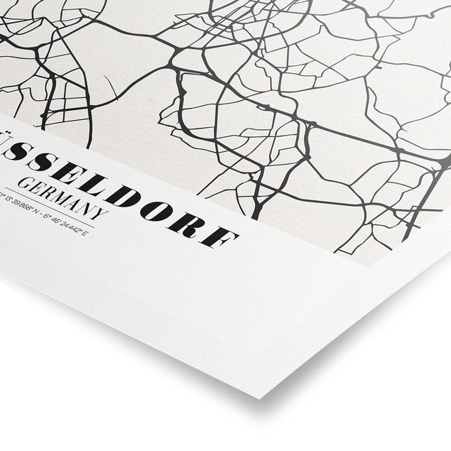 Prints black and white Dusseldorf City Map - Classic