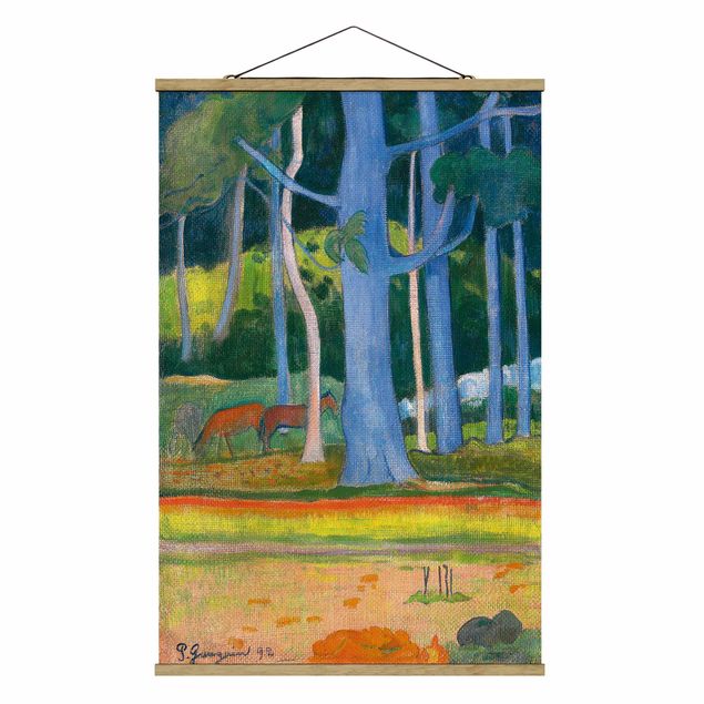 Landscape canvas prints Paul Gauguin - Landscape with blue Tree Trunks